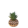 Small artificial cactus in a golden porcelain pot