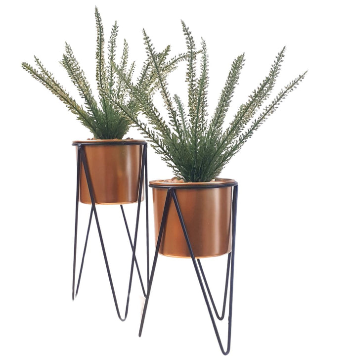 2-piece artificial plant set with metal stand